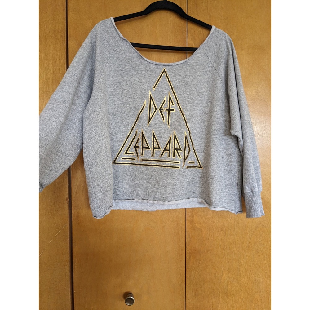 Lucky Brand Def Leppard Graphic Sweatshirt Gray Gold Foil Logo Large